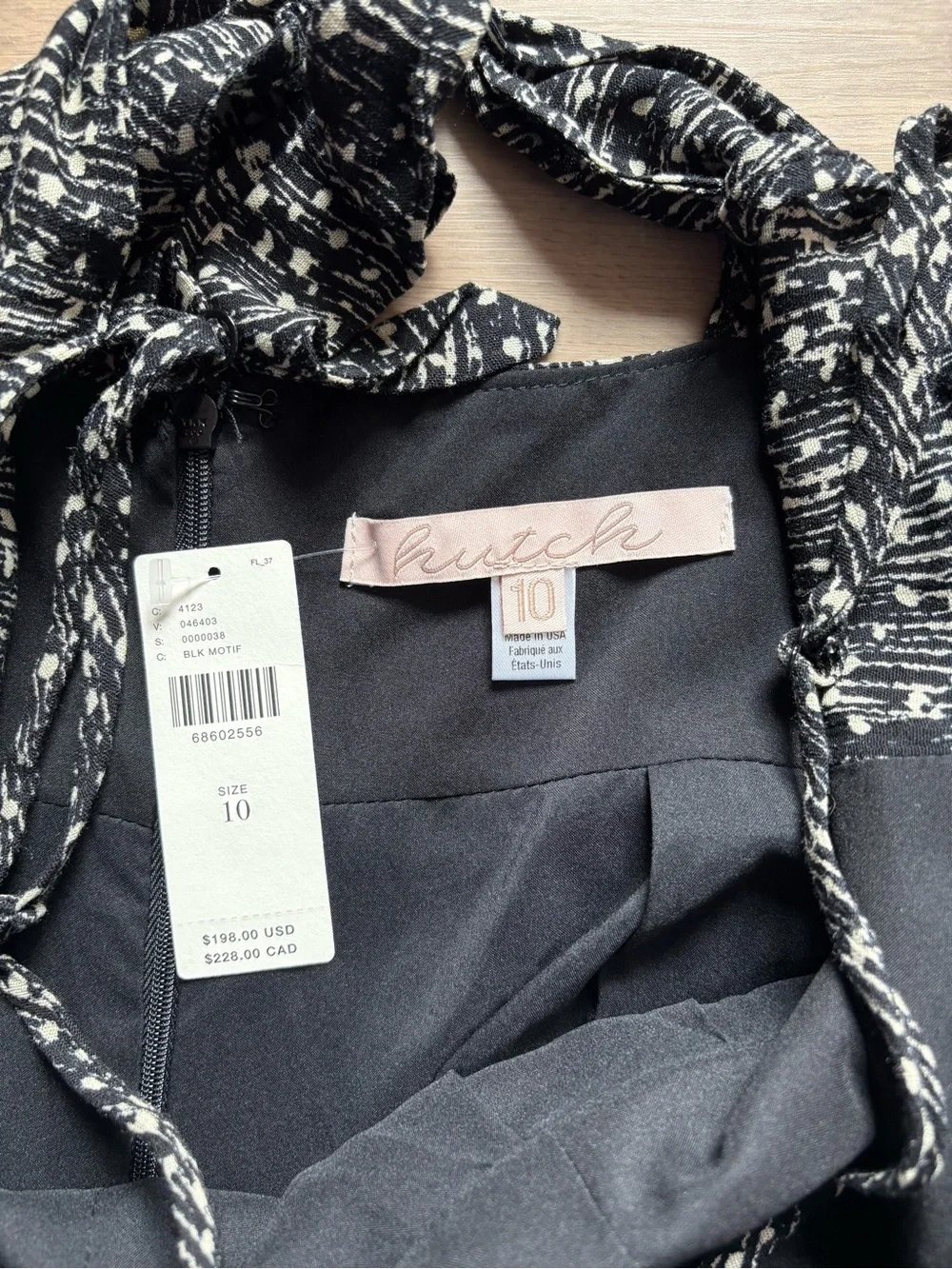 NWT Hutch Wide-Leg Tie Back Jumpsuit in Black and white dot- size 10 - Picture 3 of 8
